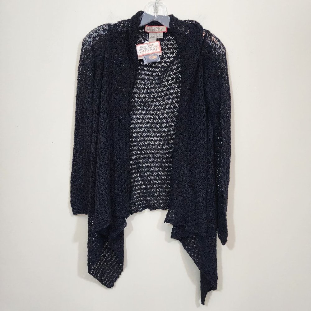 Beyond Threads NWT baby alpaca open‎ knit frape front cardigan woman's size med